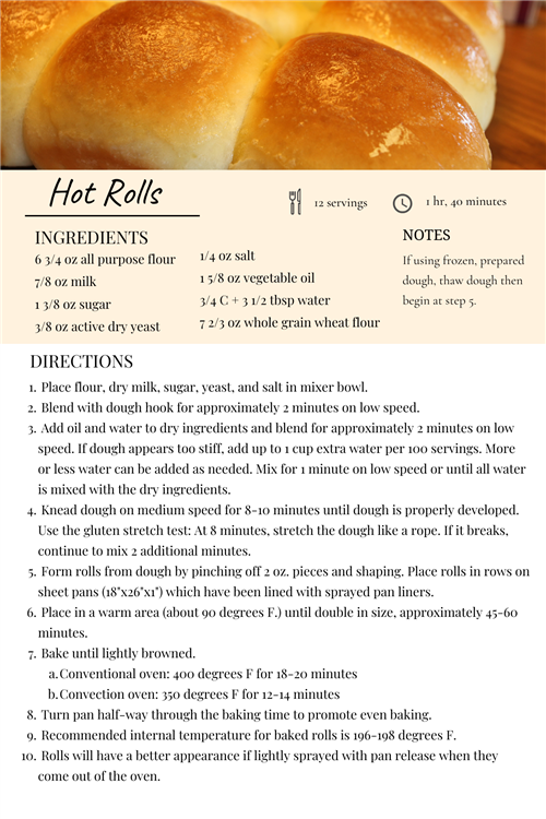 Hot Roll recipe